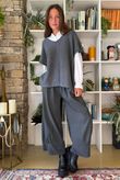 Bennie Quirky Barrel Pant Graphite Pin Stripe